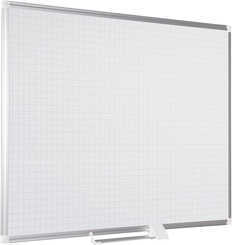 Miniatura 9 de MasterVision Tablero de planificación de porcelana magnética de borrado en seco de 2 x 2 pulgadas, rejilla blanca de 36 x 48 pulgadas con marco de