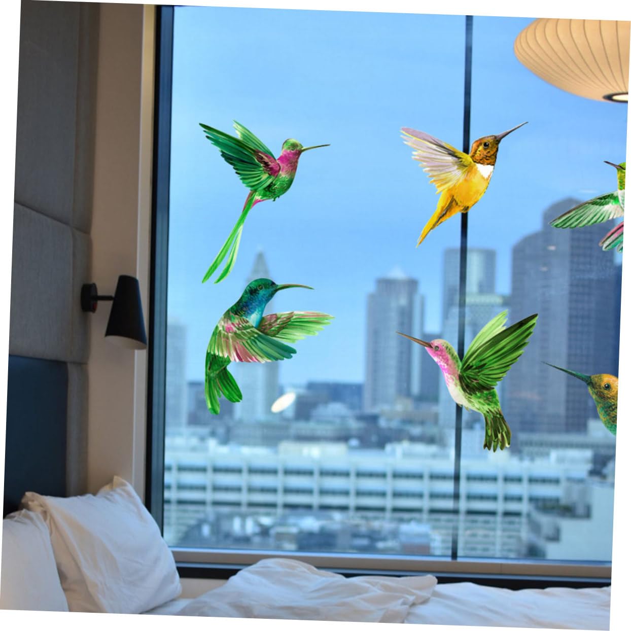 Autocollants Fenêtre Anti-collision Oiseaux - Lot De 4 Feuilles PVC Transparent, Motifs Décoratifs, Facile à Poser