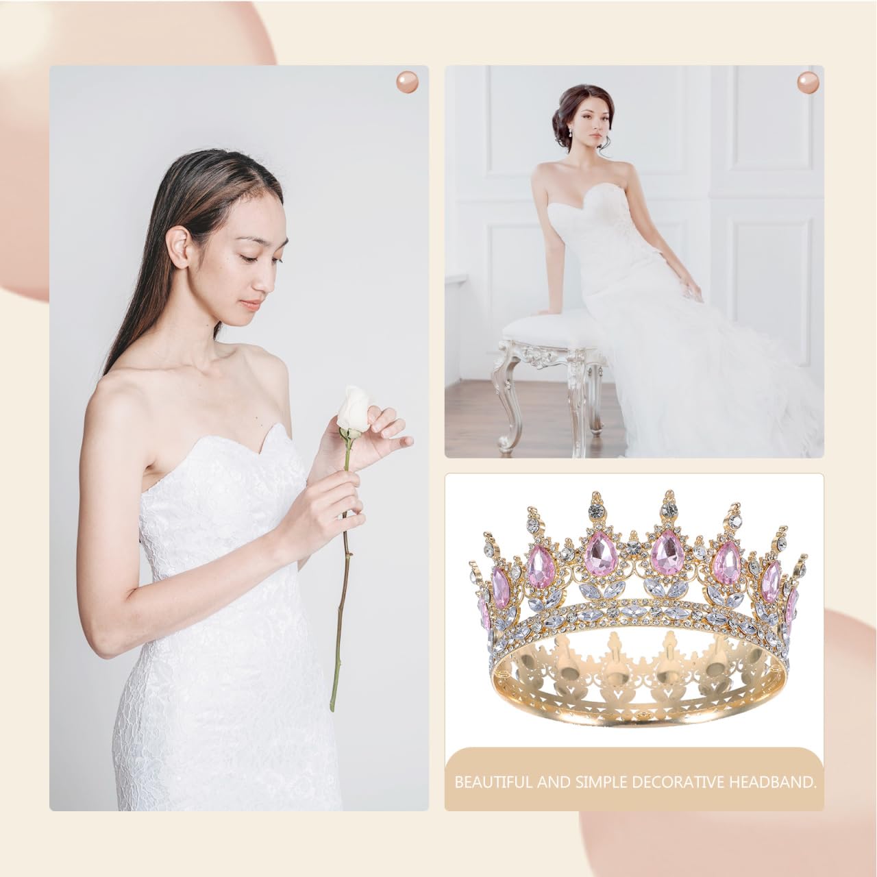 Healvian Tiara nupcial reina de diamantes de imitación joyería de diamantes de imitación boda accesorios para el pelo para el baile de graduación coleteros con perlas flor de boda Rhinestone