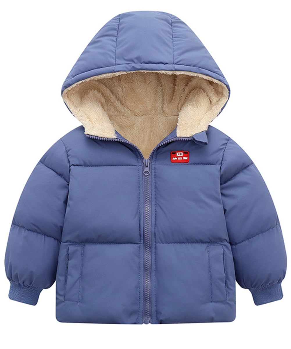 Kids4ever Cappotto Invernale per Bambina e Bambino Giacca con Cerniera e Cappuccio Antivento in Caldo Pile Tuta da Neve con Due Tasche 6 Mesi-5 Anni