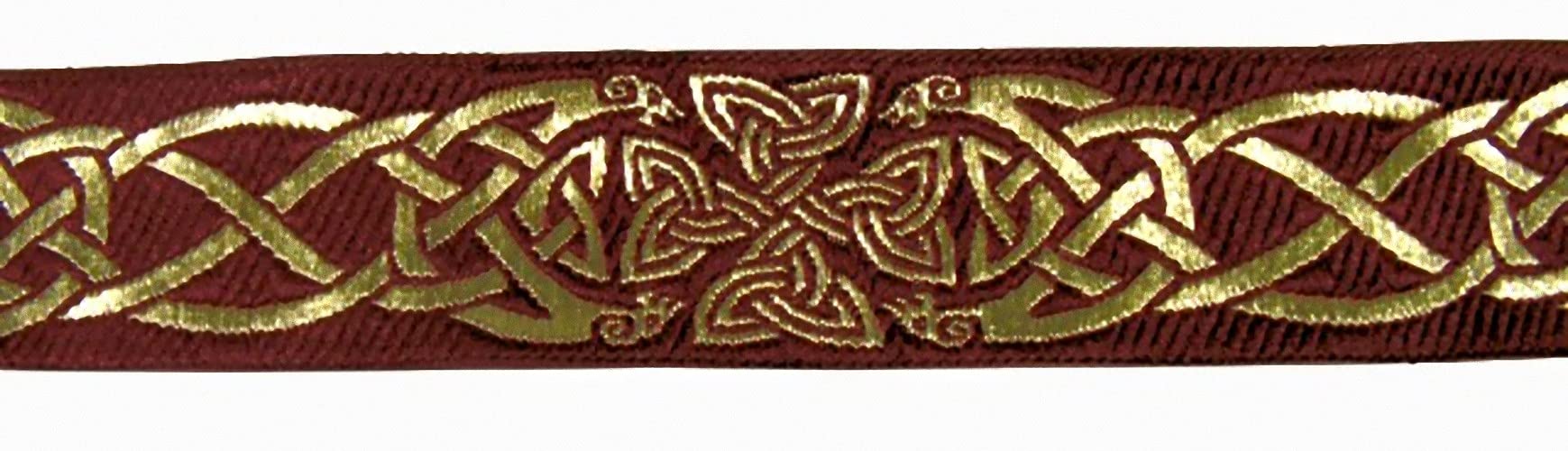 10 m Borte celtica Webband larghezza 35 mm colore: oro Bordeaux da 1 a merceria 35069 Bogo