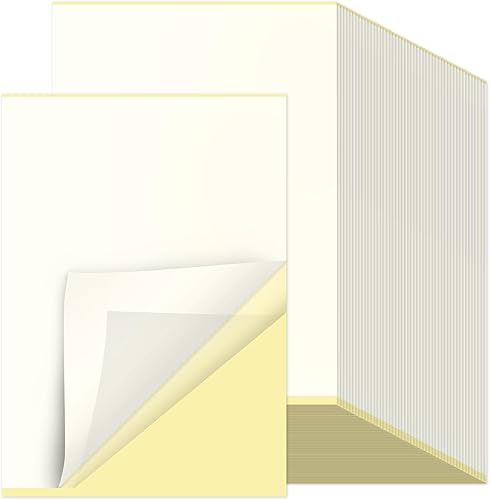 Yeaqee 100 hojas adhesivas de doble cara para manualidades, cinta decorativa transparente para manualidades con forro blancoamarillo para bricolaje