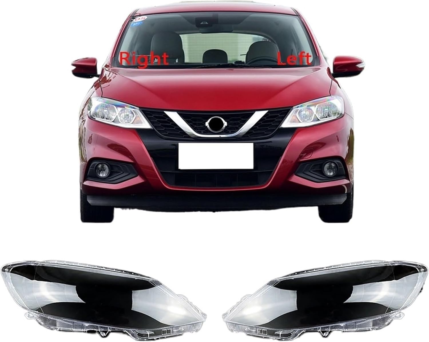 Head lamp Cover Compatible for Nissan for Tiida 2016-2018 Car Accessories Transparent Lampshade Lamp Shade Headlight Shell Lens Plexiglass(Right) (A Piar)