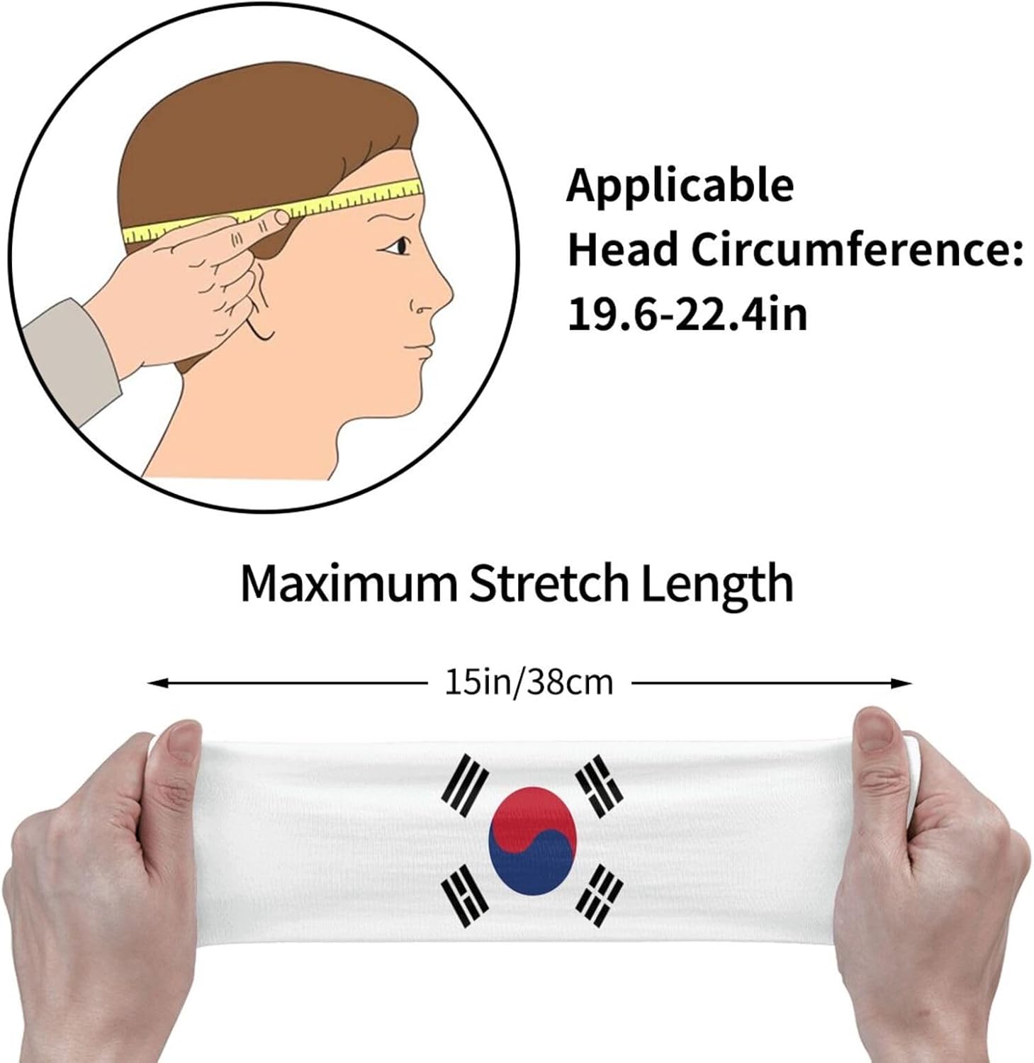South Korea Flag Headbands for Men and Women Sweatband & Sports Headband for Running,Yoga and Hairband