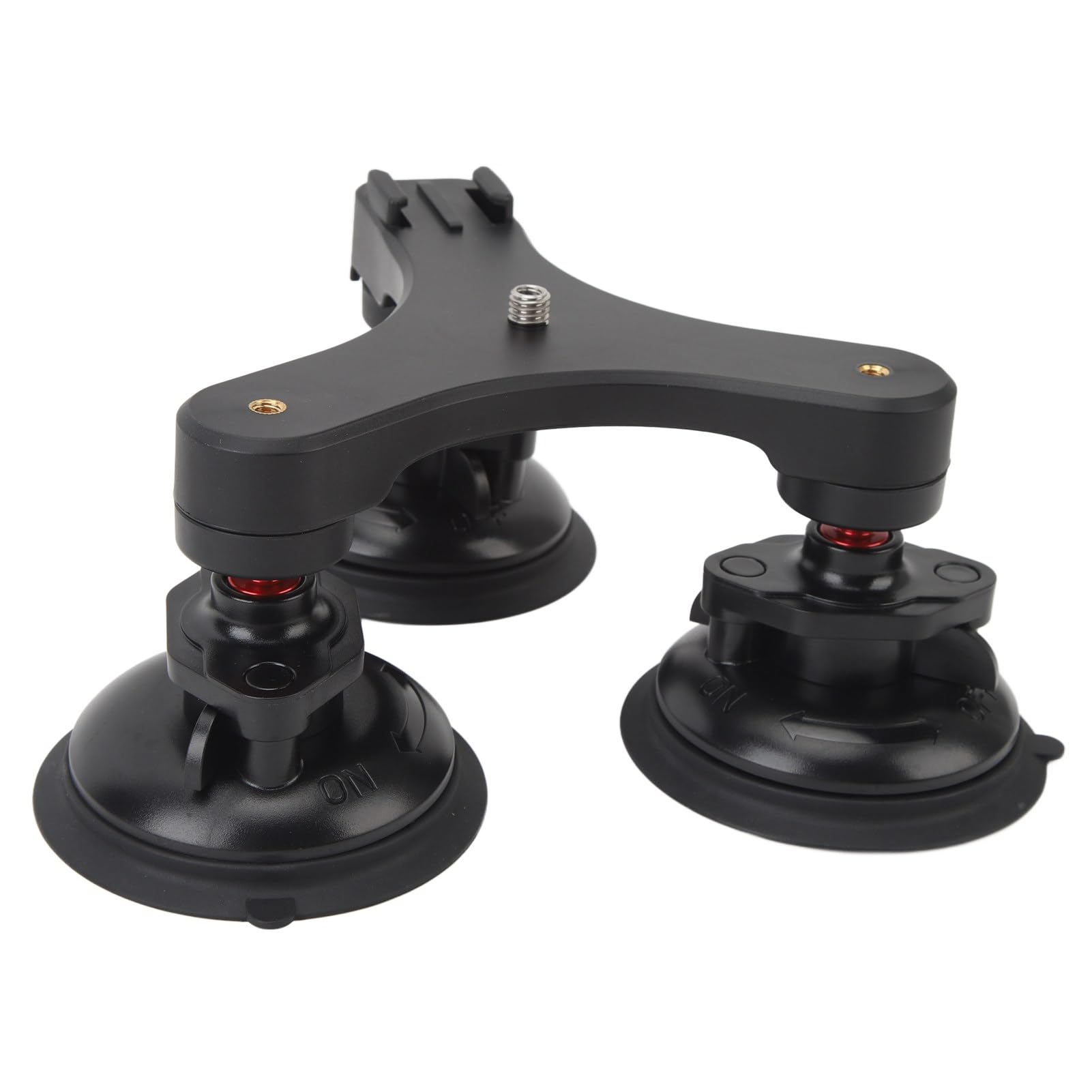 Supporto per videocamera a ventosa per auto, montaggio a tre ventose con testa sferica a 360° e filettatura da 1/4 di pollice, supporto a ventosa ad alta aderenza per action camera