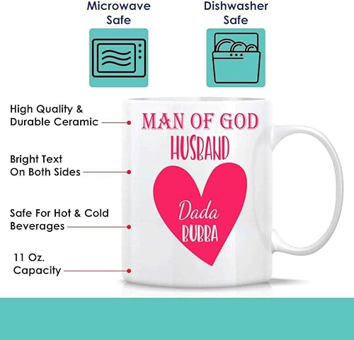 Miniatura 2 de Inspirational Gift Prayerful Gift for Man Of God, Present for Husband Dadabubba on Special Occasion - Unique Believers Prayers Quote on 11 Oz White