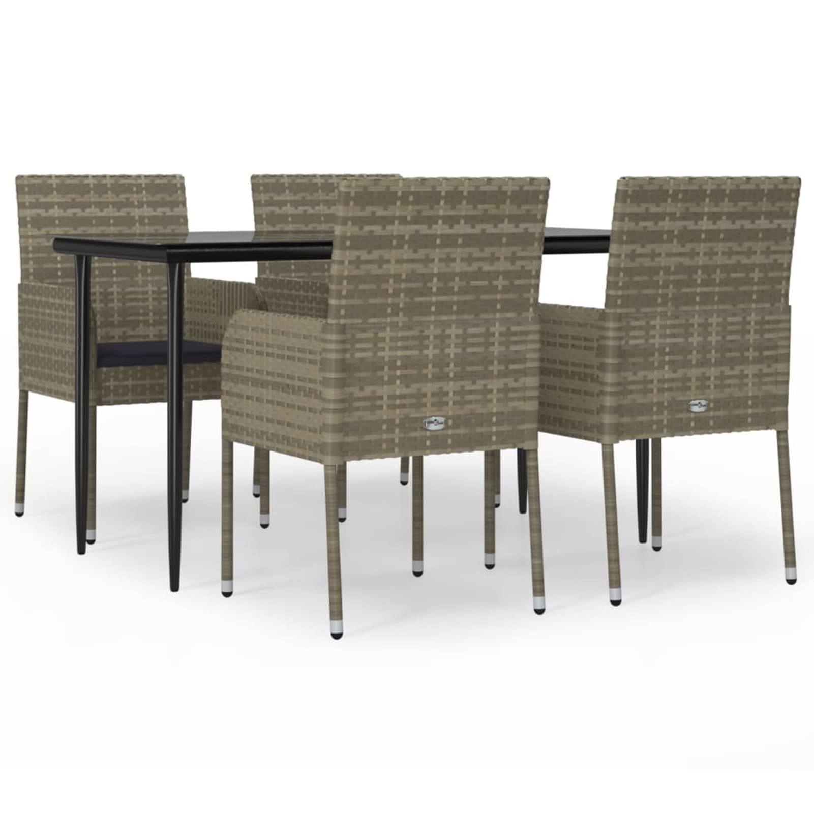3185151 Set da Pranzo Giardino 5pz Nero e Grigio con Cuscini Polyrattan Testata in Legno,Testata Letto Matrimoniale Muebles Dormitorio Spalliera Letto Testiere per Letto Matrimoniale