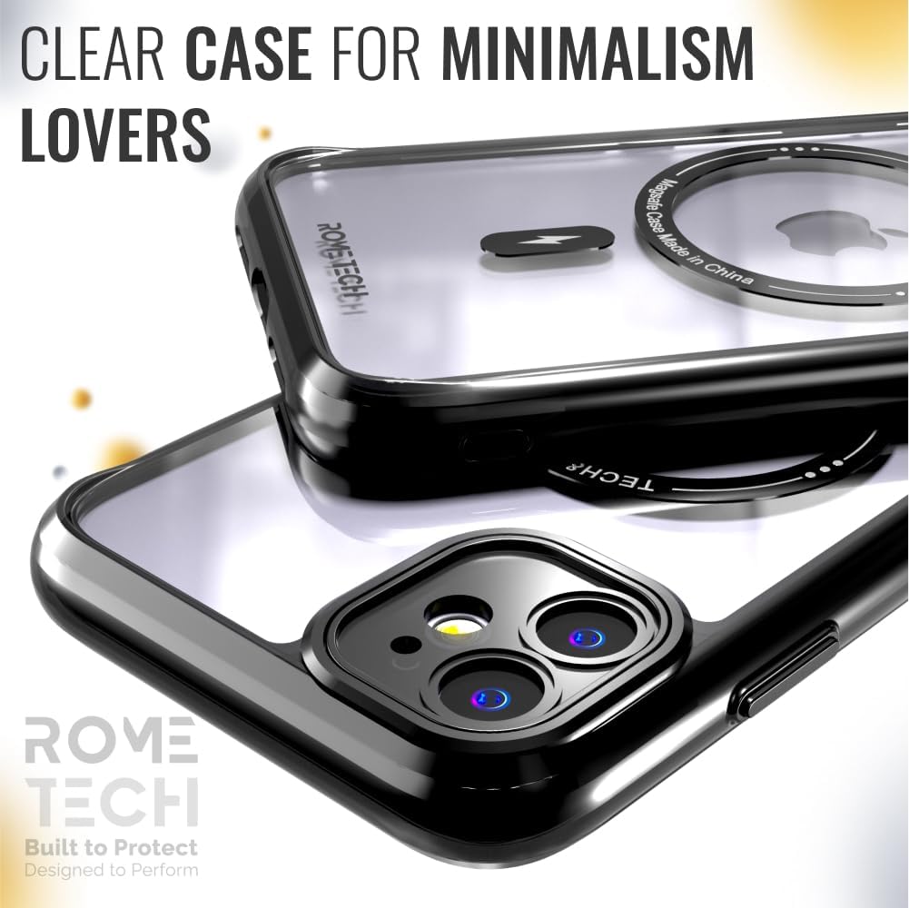 Rome Tech Clear Case Compatible with MagSafe for iPhone 11 6.1" (2019) - Slim and Rugged Fit Thin Shockproof Case Compatible with Magsafe Devices - Clarity