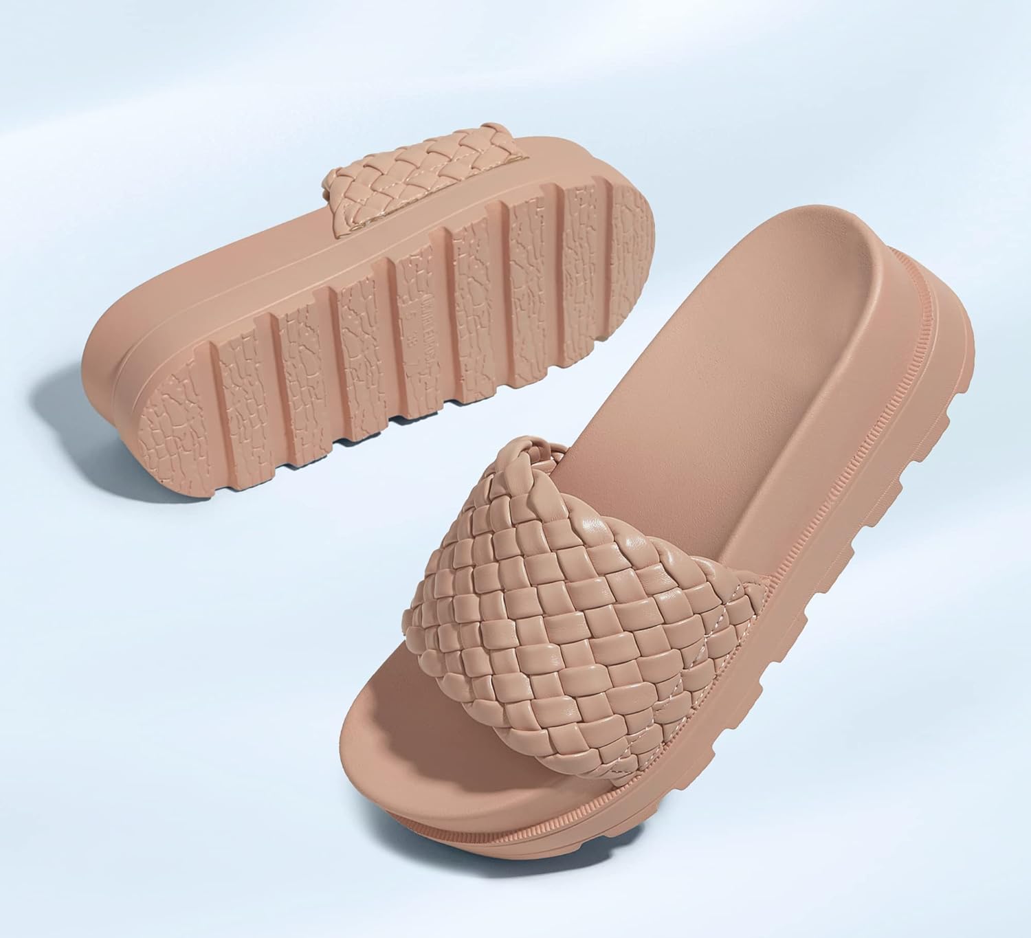 LUCKY STEP Women's Platform Sandals Braided Strap Flatform Slide Open Toe Casual Summer Beach Outdoor Wedge Woven Belt Slipper - Image 3