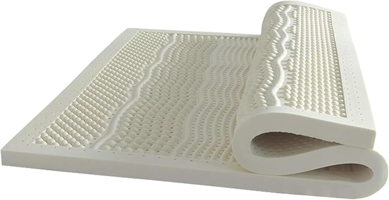 Full Size Natural Latex Mattress Topper, Organic Latex Mattress Topper Soft Body Massage Mattress- Medium Firmness, Latex Mattress with Organic Cover (7.5cm,150x190cm/59x75in)