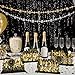 4pcs New Years Decorations 2026 Wood Centerpieces Hello 2026 Happy New Years Party Table Decorations Black and Gold New Year Eve Wood Tabletopper for Home Office