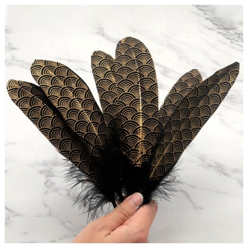 GreatRise 15-20cm Schwarz Gold Basteln Federn Heiß Produktbild-Vorschau 5