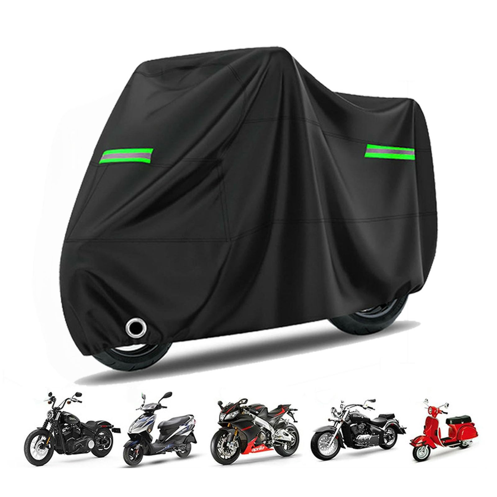 Wodoodporny i wytrzymały pokrowiec na motocykl, pokrowiec na pojazd motocyklowy, przechowywanie na każdą porę roku, zewnętrzna ochrona przed słońcem, z odblaskowymi paskami