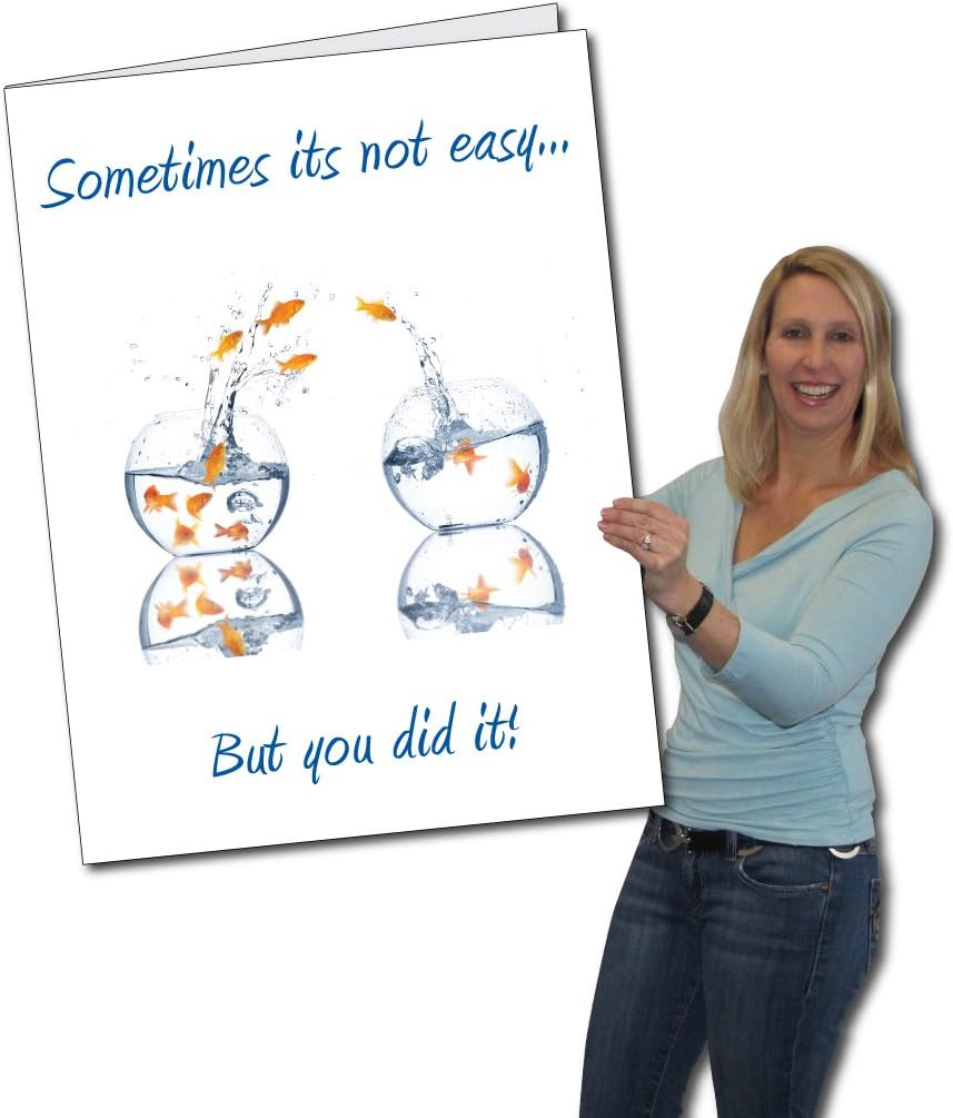 VictoryStore Jumbo Greeting Cards: Huge Congratulations Card (Flying Goldfish), 2 feet x 3 feet Card with Envelope