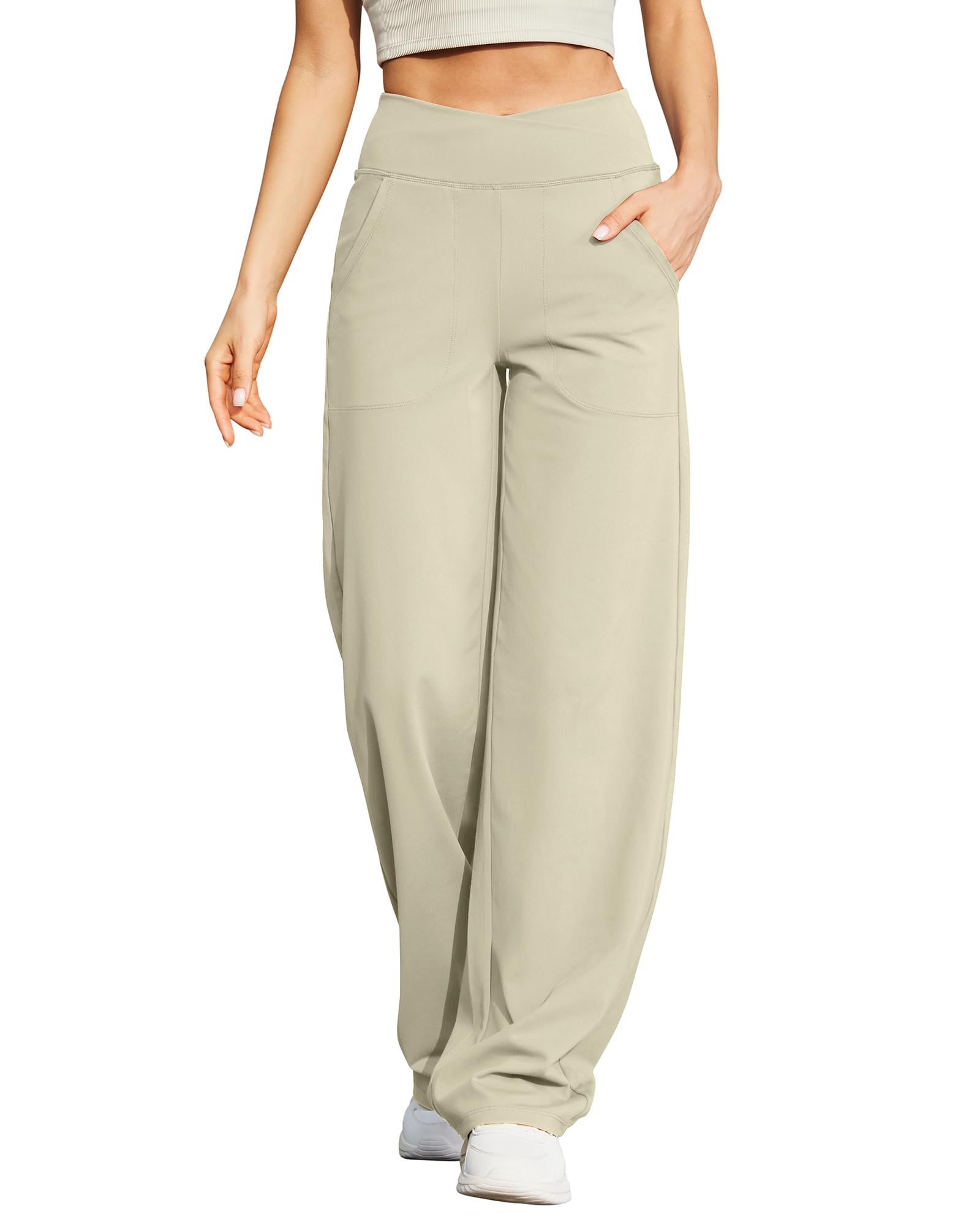 G4Free Wide Leg Pants for Women Loose Yoga Pants with Pockets Petite/Regular/Tall Stretch Casual Lounge Pants