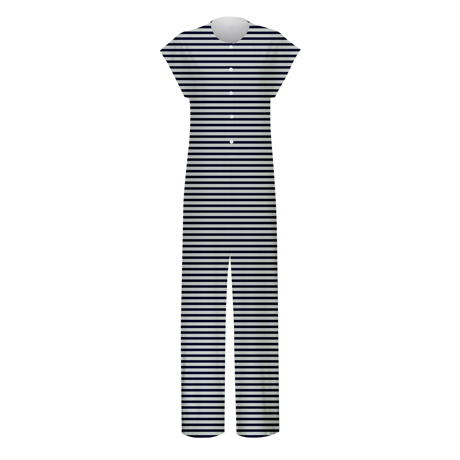 Generisch Tuta da donna leggera e traspirante, scollo rotondo, per dimagrire, casual, versatile, per pendolari, vacanze