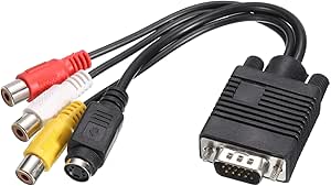 Amazon.com: MECCANIXITY VGA to RCA Cable, 3RCA + S-Video Adapter VGA ...