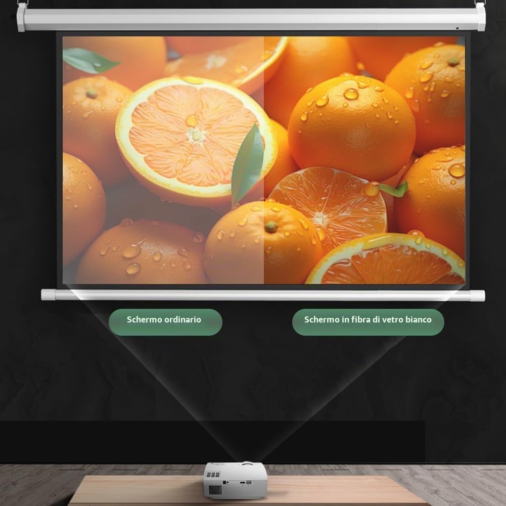 Schermo per Proiettore Motorizzato da 60 72 84 Pollici con Telecomando, 4K HD Bianco Opaco, Montaggio a Parete/Soffitto per Home Theater, Ufficio(60"(4:3))