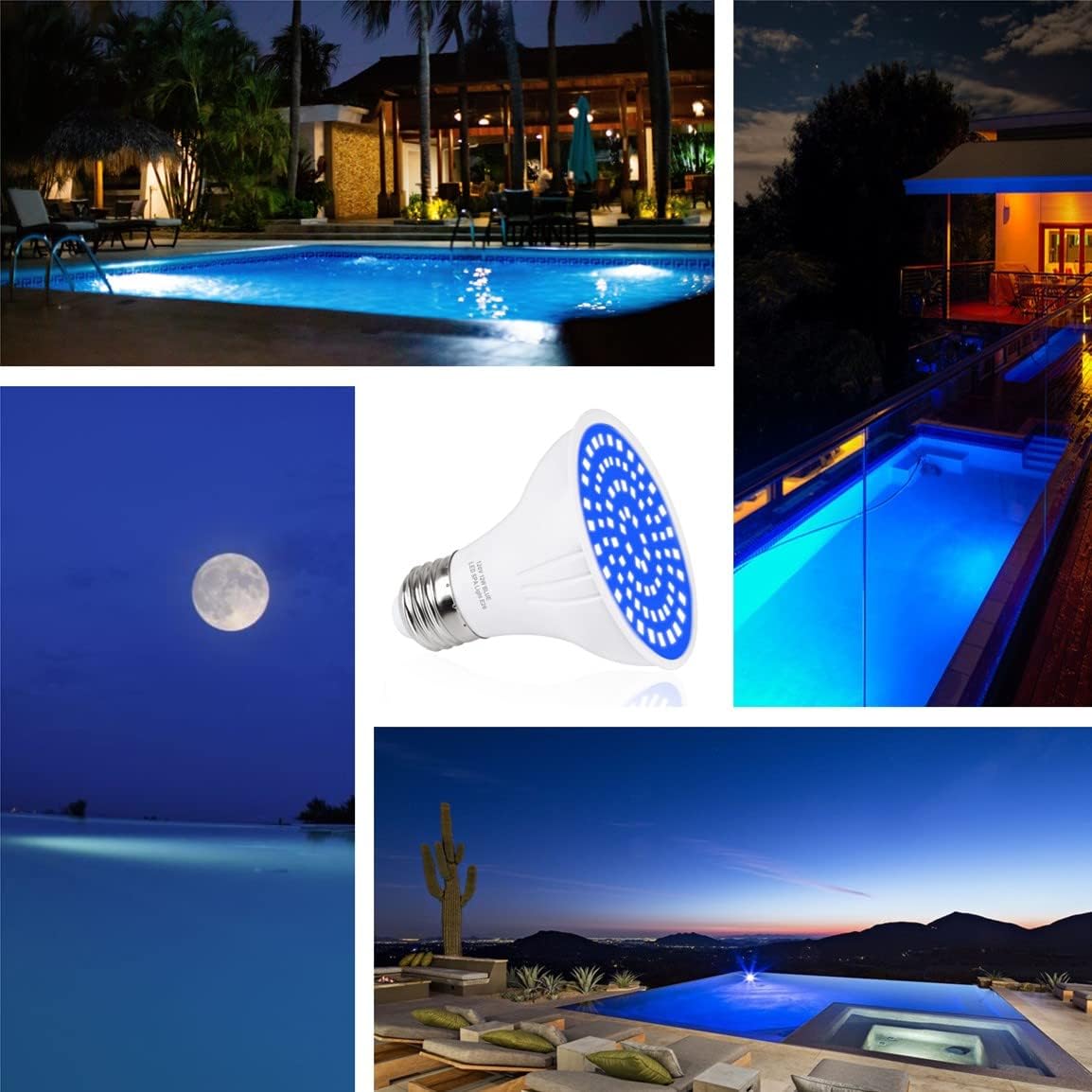 TCEUMIK 120V LED SPA Light Bulb 12W Ocean Dark Blue Bulb for Hot Tub/In-ground SPA/Underwater Swimming Pool PAR20 E26 Base LED Light Replace up to 100W-300W Bulb for Pentair & Hayward Light Fixtures