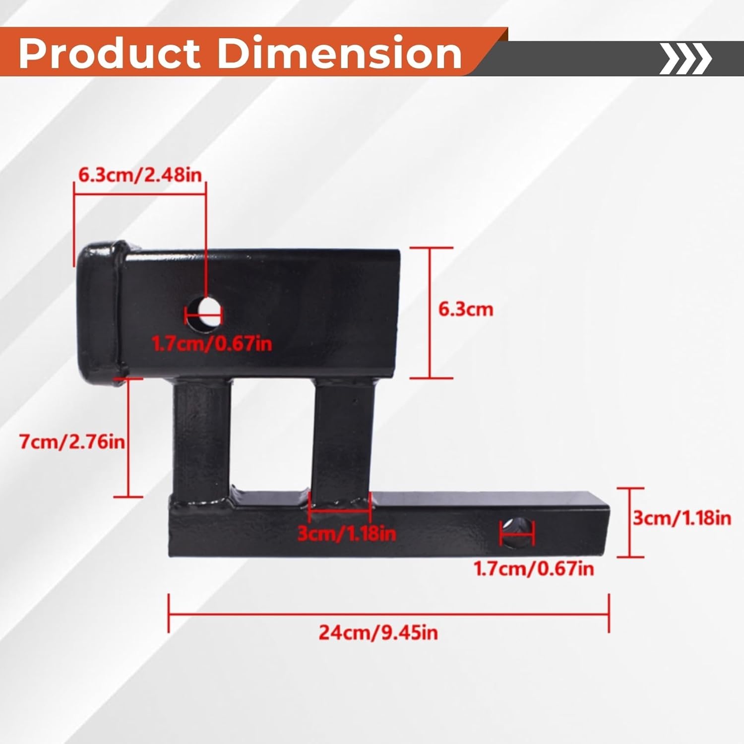 labwork Trailer Hitch Receiver Rise-Drop Adapter Extension Tow with Size Range 1-1/4 to 2 Inch