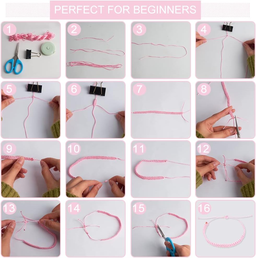 WEBEEDY 12 Set Friendship Bracelets DIY Friendship Bracelet Maker Kit Colorful Knotted Embroidery Floss Bracelet String and Rewarding Activity Birthday Gifts