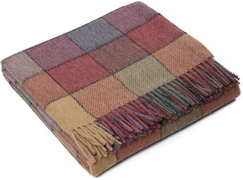 Scottish Fall - Manta de alpaca tejida a mano, suave, cálida, multicolor, diseño a cuadros, 76 x 68 pulgadas