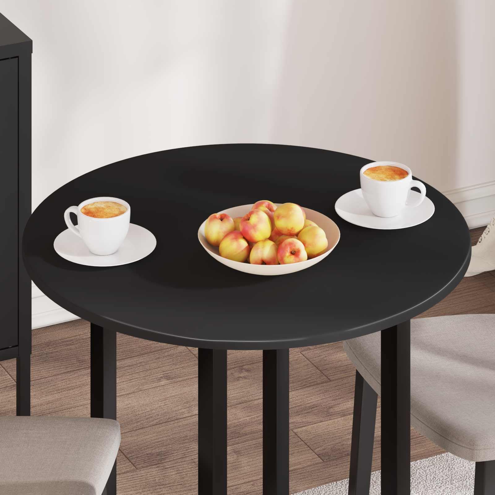 Tavolo rotondo da 70 cm in legno di ingegneria nero