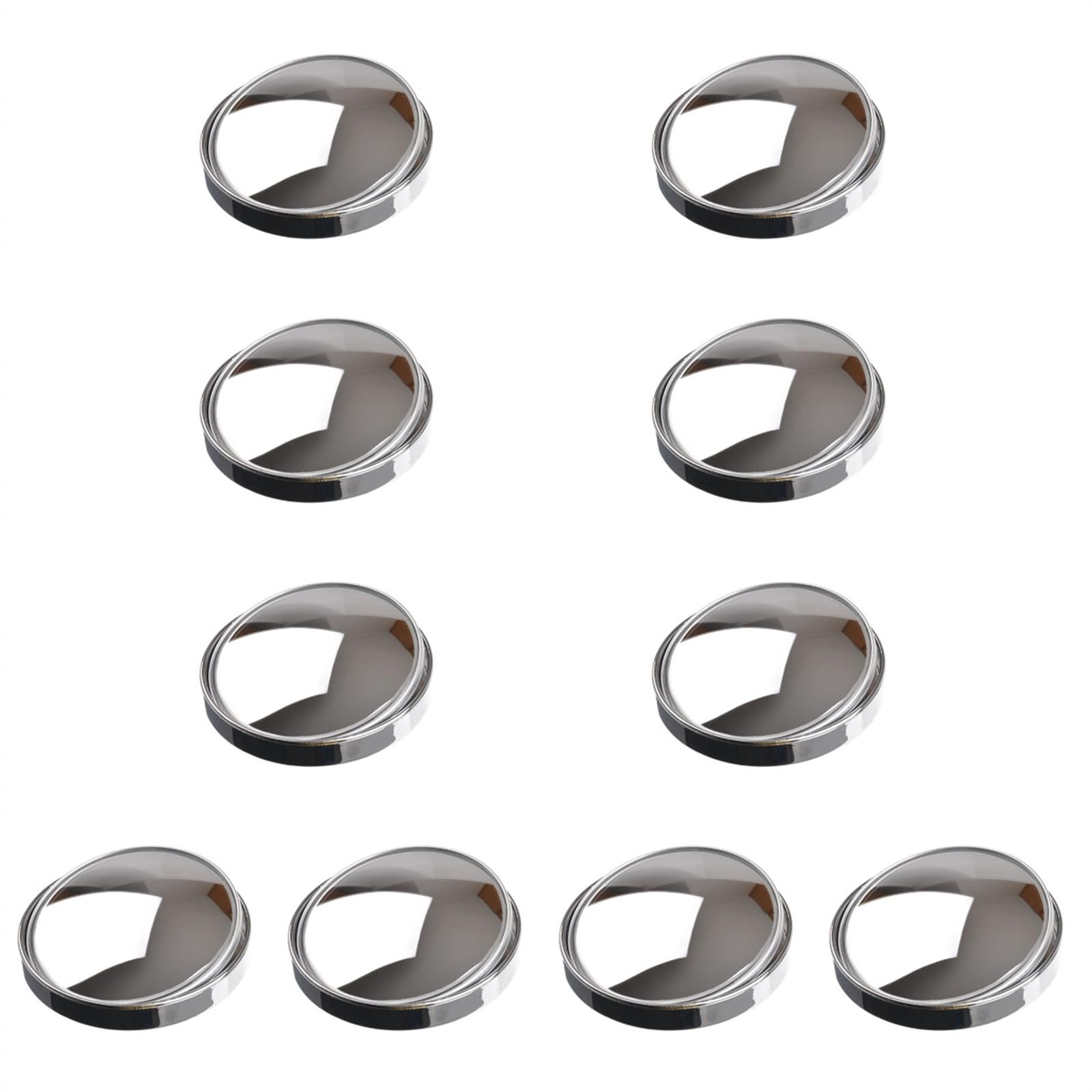Vetro Specchio Specchietto Retrovisore Asivo Convesso Per Punto Cieco Con Grandangolo Regolabile - Accessori Per Specchietti Per Auto Da 75 Mm (argento) 10 Pezzi