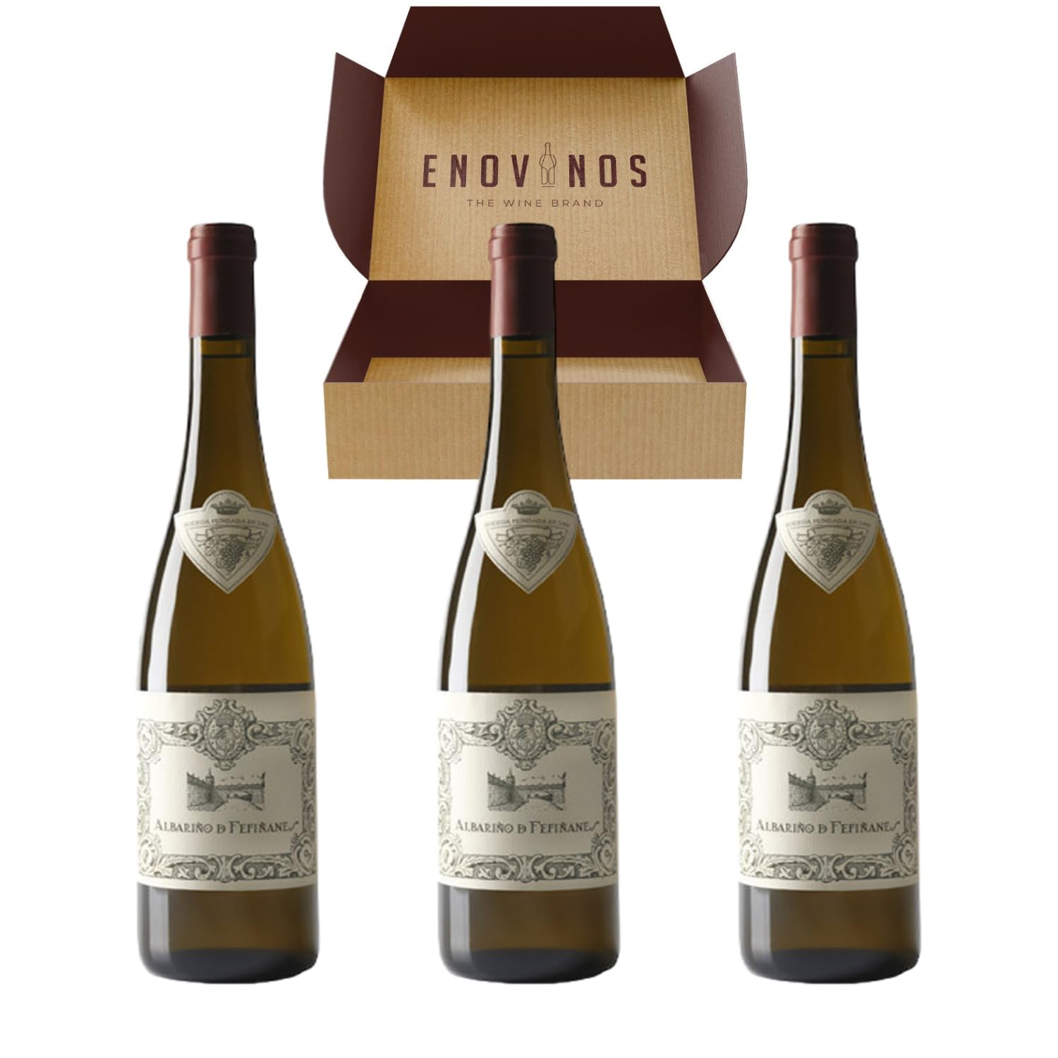 Vino Albariño de Fefiñanes - x3 Botellas Vino Blanco D.O. Rias Baixas 100% Albariño 75 cl - Mejor Selección ENOVINOS