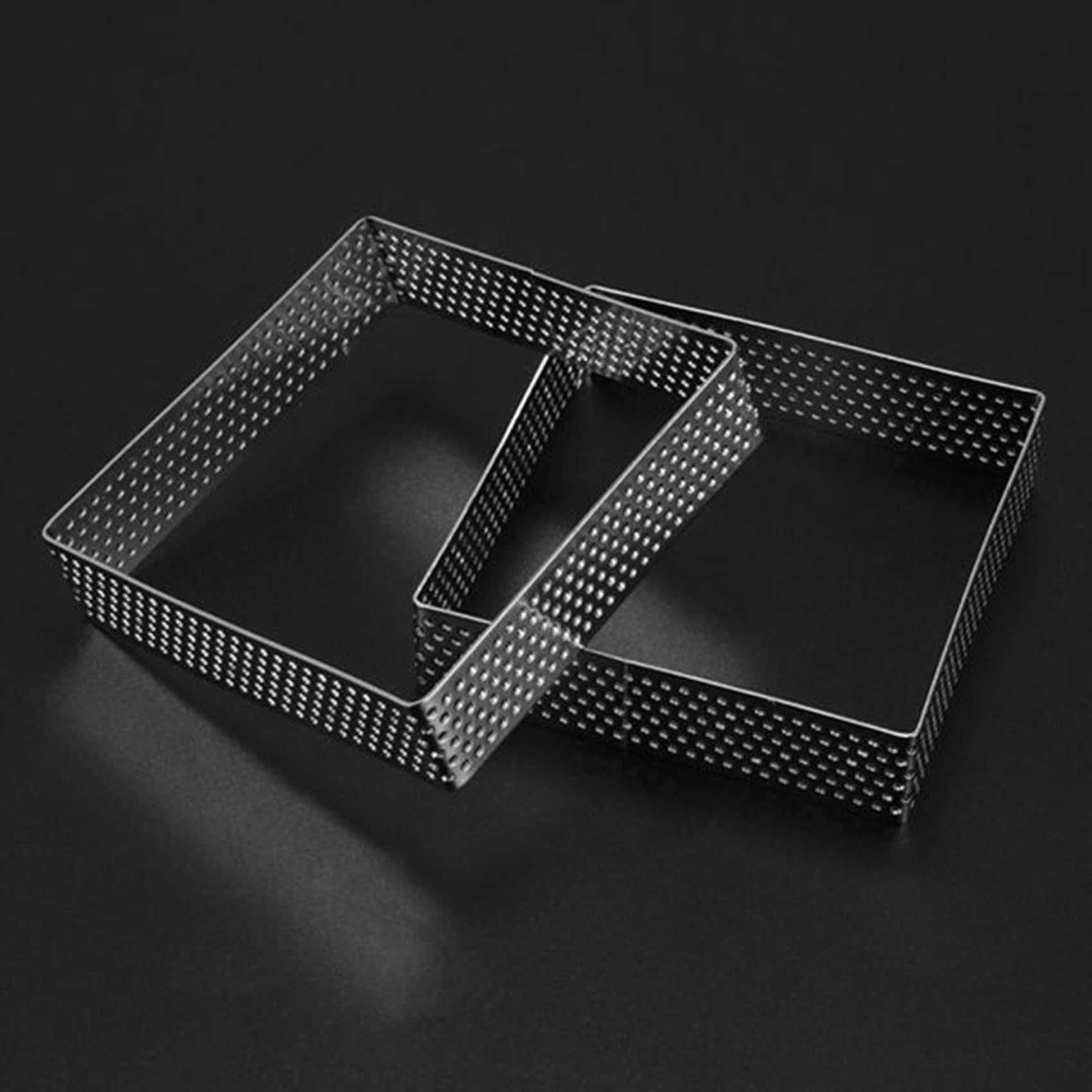 Lot de 25 anneaux perforés en acier inoxydable, forme carrée, gâteau, cercle, pâtisserie française, outils de pâtisserie