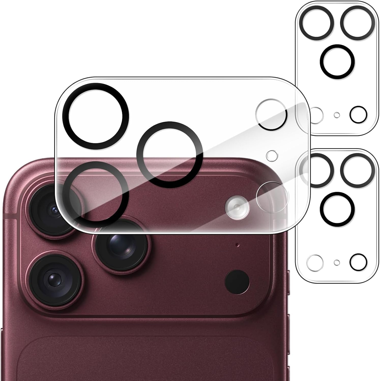 Ferilinso SUCGLES Camera Lens Protector for iPhone 18 Pro Max, 1-Pack, Dark Cherry Full Coverage 9H+ Tempered Glass, Matte Metal Plate, AR Coating, Scratch Resistant, Case Friendly — Amazon image 8