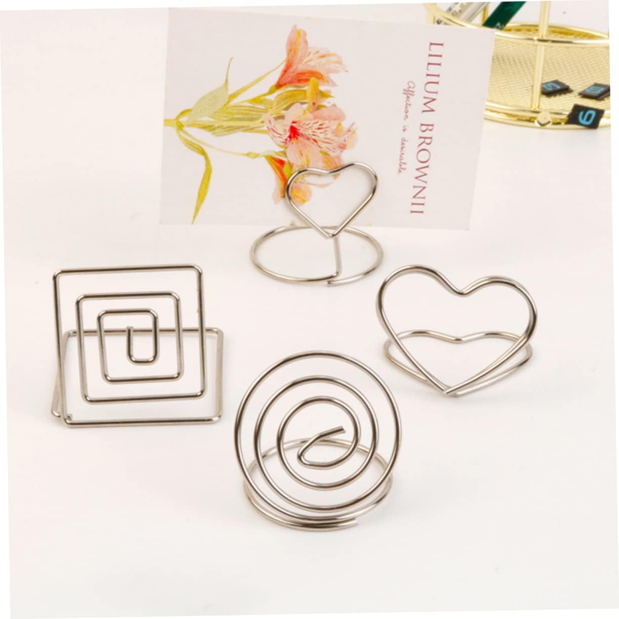 20pcs Heart and Shape Table Clips Mini Photo Holders for Weddings Parties and Events Creative Message Note Clips for Desktop Decoration