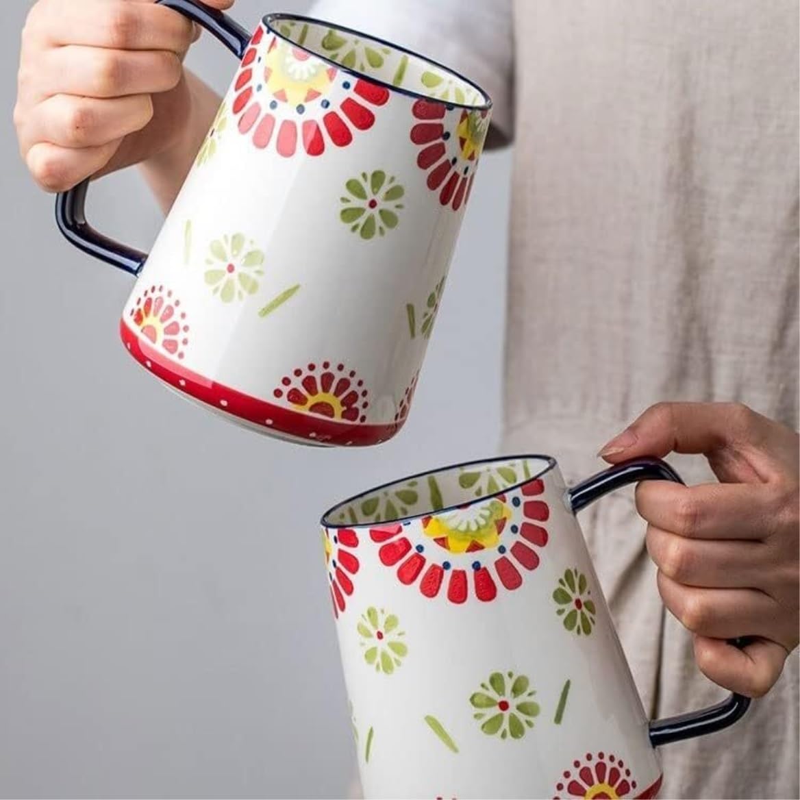 Tazas de Té Tazas Desayuno Tazas Taza Dibujada A Mano Hogar Cerámica Super Capacidad Taza para Beber Desayuno Taza De Leche Regalo para Amigos Tazas Tazas de Cafe