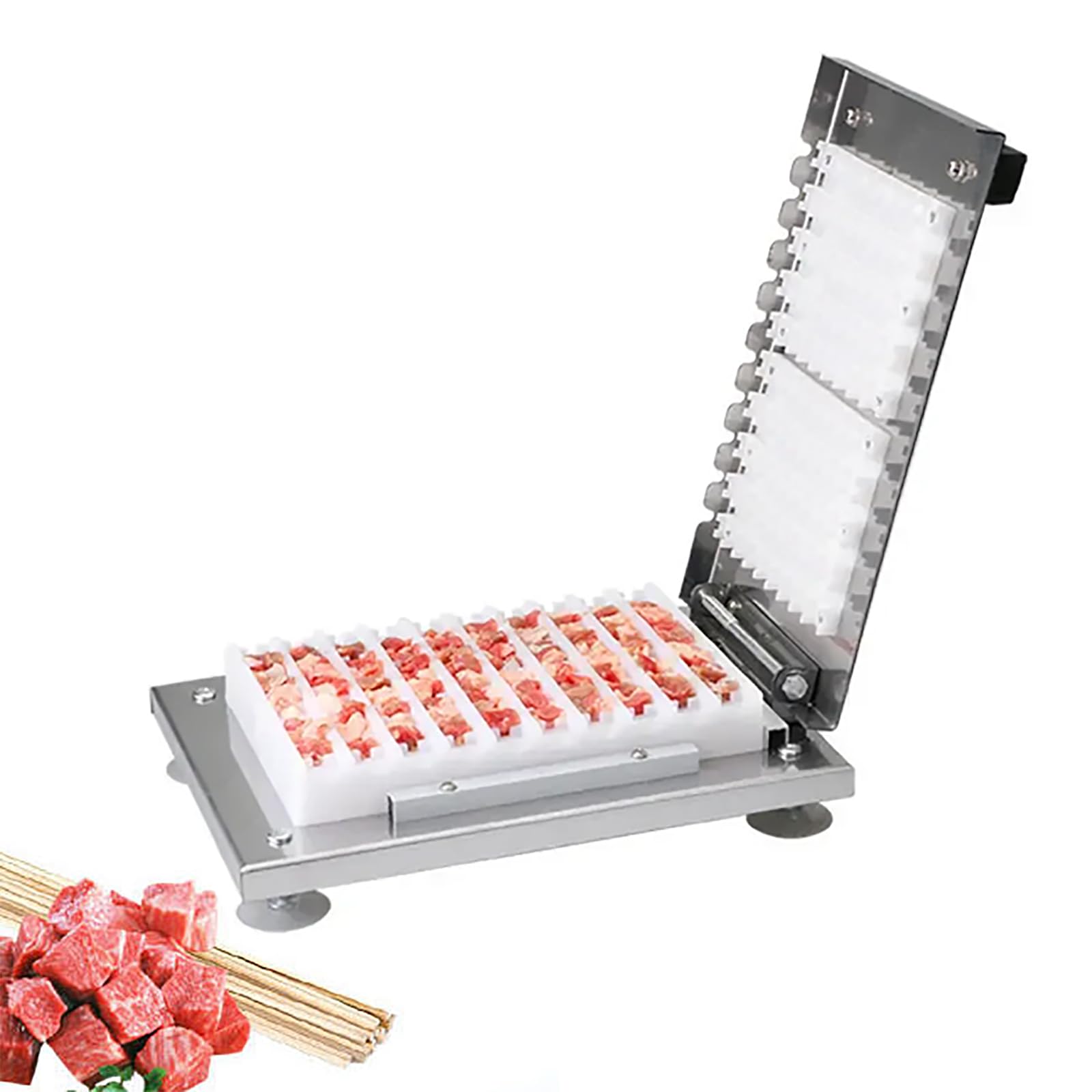 ZHJOPP Skewer Making Tool, Manual Skewer Machine, Kebab Skewer Press Maker, Skewer Length 10-35cm Adjustable and 10 Skewers/Time