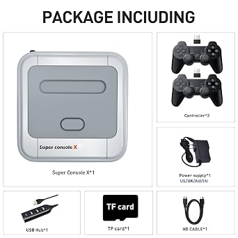 Kinhank Super Console X 256GB, Retro Game Console Built-in 117,000+ Games, Video Game Console Systems for 1080P/720P Output, 2 Wireless Controllers