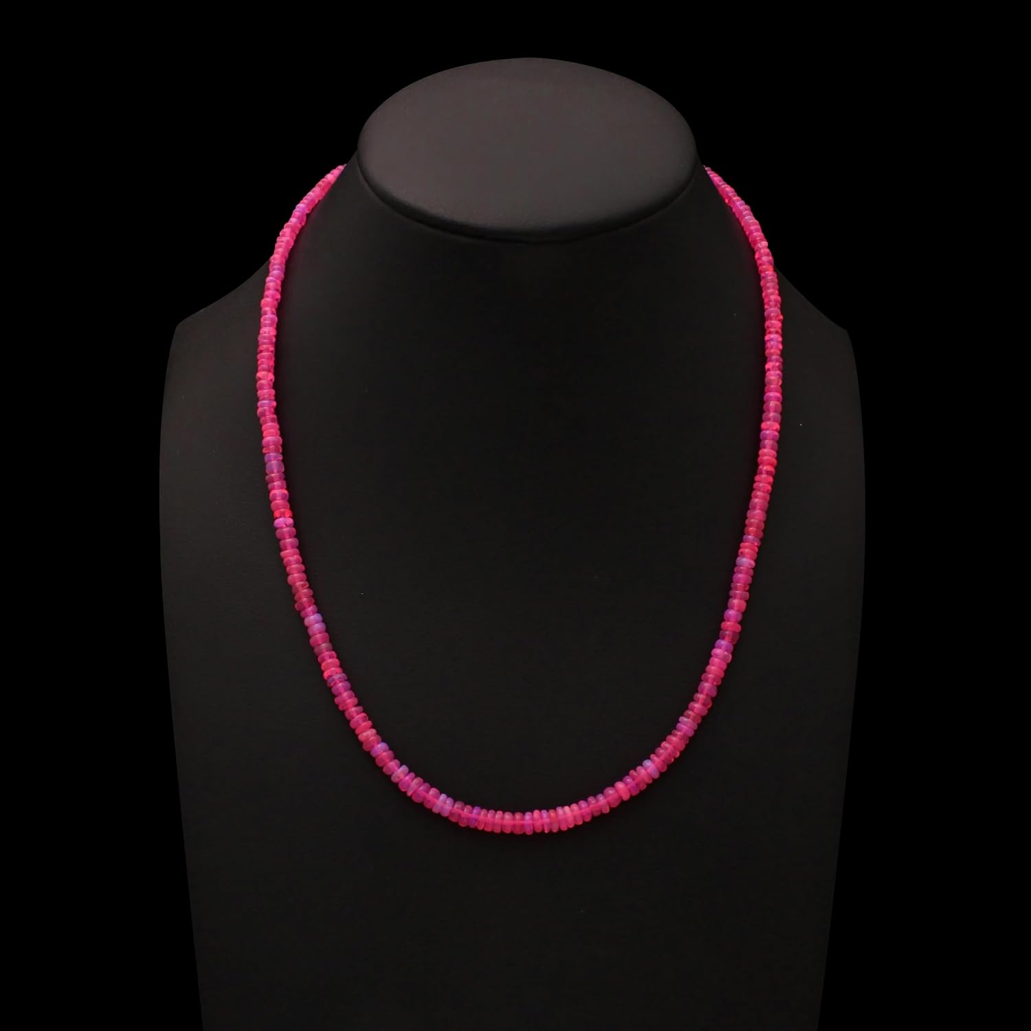 A&M GEMS & JEWELS Natural Pink Opal Gemstone Smooth Rondelle Beads Colorful Trendy Beaded Necklace for Women