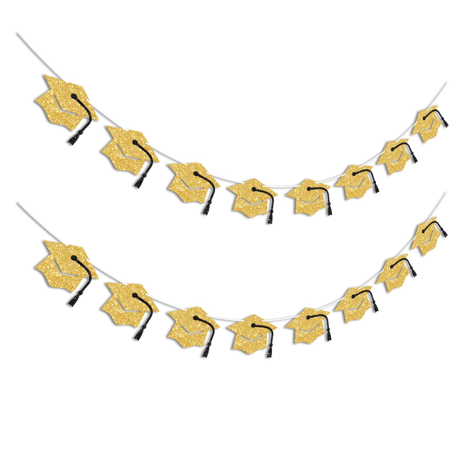 Vofrise Graduation Decorations Class of 2026 Gold Graduation Banner Glitter Pre-strung Grad Cap Banner for 2026 Grad Decor Party Supplies