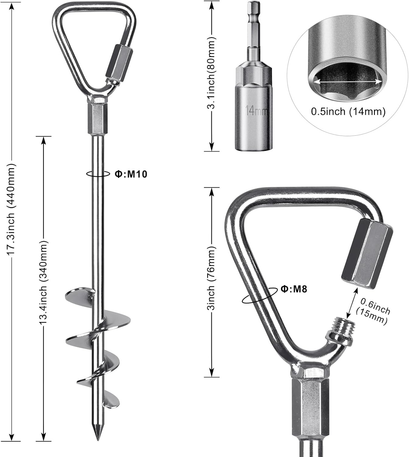 Fully Welded Ground Anchors, 17 Tent Stakes Heavy Duty, Portable Trampoline Stakes, Great for Swing Sets, Sheds, Carports, Canopy, Mobile Home Anchors, 4Pack Fully Welded Ground Anchors, 17 Tent Stakes Heavy Duty, Portable Trampoline Stakes, Great for Swing Sets, Sheds, Carports, Canopy, Mobile Home Anchors, 4Pack