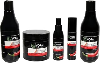 مجموعة إيفورا بلانت لنمو الشعر وملء الفراغات – بالفلفل الحار وبروتين الحرير – علاج طبيعي لتقوية البصيلات وتحفيز النمو – 5 قطع