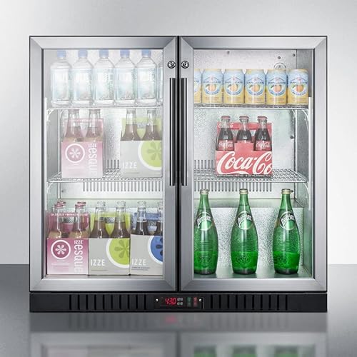 Summit 36” Beverage Center, 7.4 cu.ft. Capacity, Commercial Beverage Center, French Door, Stainless Steel & Glass- SCR7012DB on Fridge.com