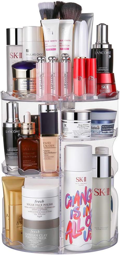 Jerrybox Makeup Organizer 360° Rotating Cosmetic Storage, Adjustable Multi-Function Spinning Vanity Organizers, Compact Size with Large Capacity, Fits Different Types of Cosmetics and Accessories
