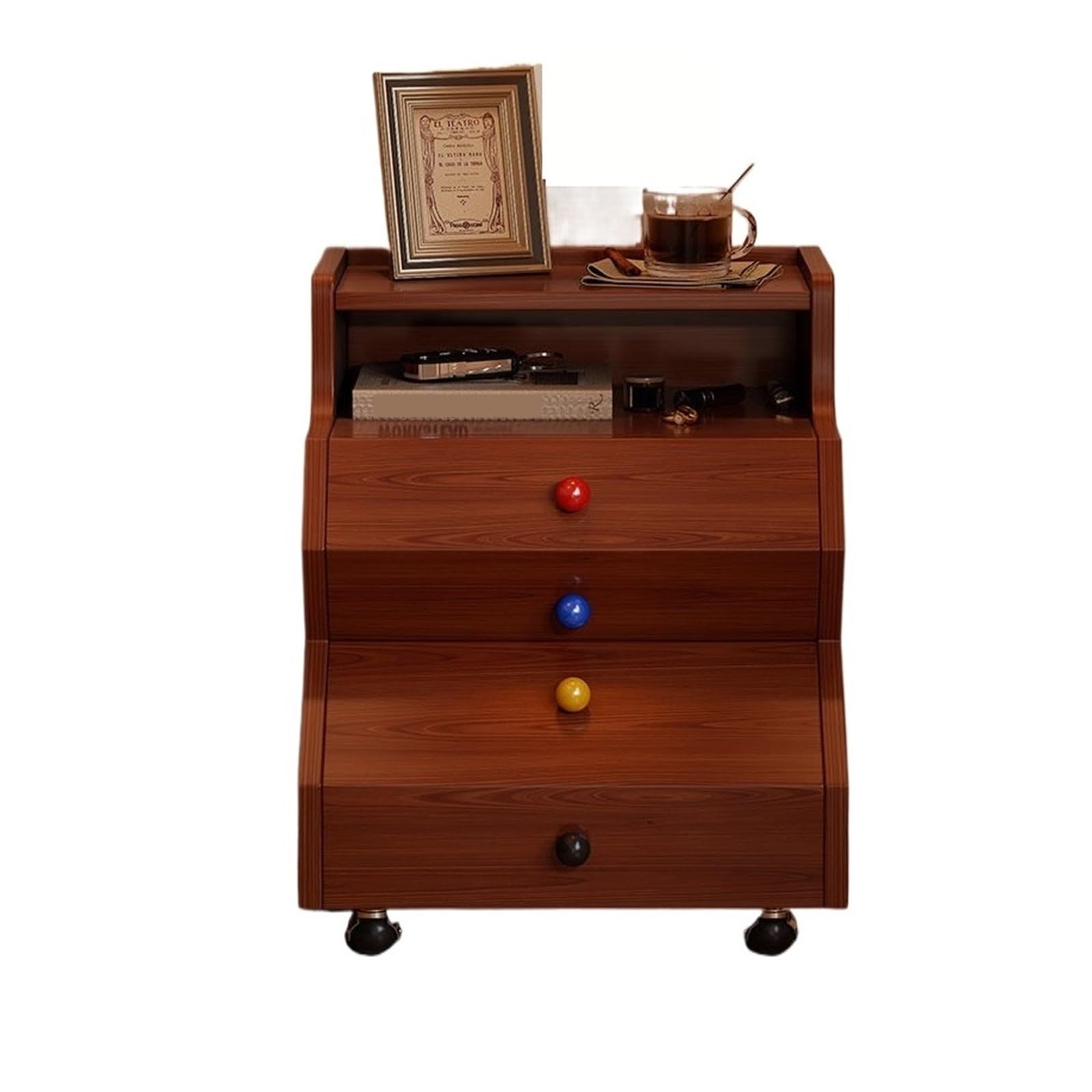 HLHLOP777 Nightstand Movable Vintage Style Nightstand Side Table for Living Room Dorm Bedroom Furniture(Medium)