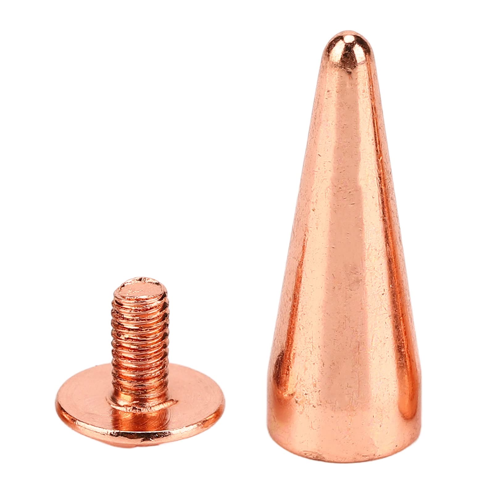 100 Juegos Punk Cone Spikes Screwback Studs Galvanoplastia Oro Rosa Remaches De Metal Tornillo Para Bricolaje Trabajo Artesanal De Cuero, Bolsos Cinturones Zapatos Adorno(10 * 28mm)