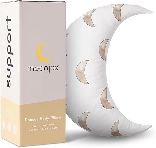 Miniatura 1 de Moonjax Phases Body Moon - Almohada de espuma triturada y media luna de poliéster, almohada de lactancia extra suave, 27.5 pulgadas de largo x 9.5