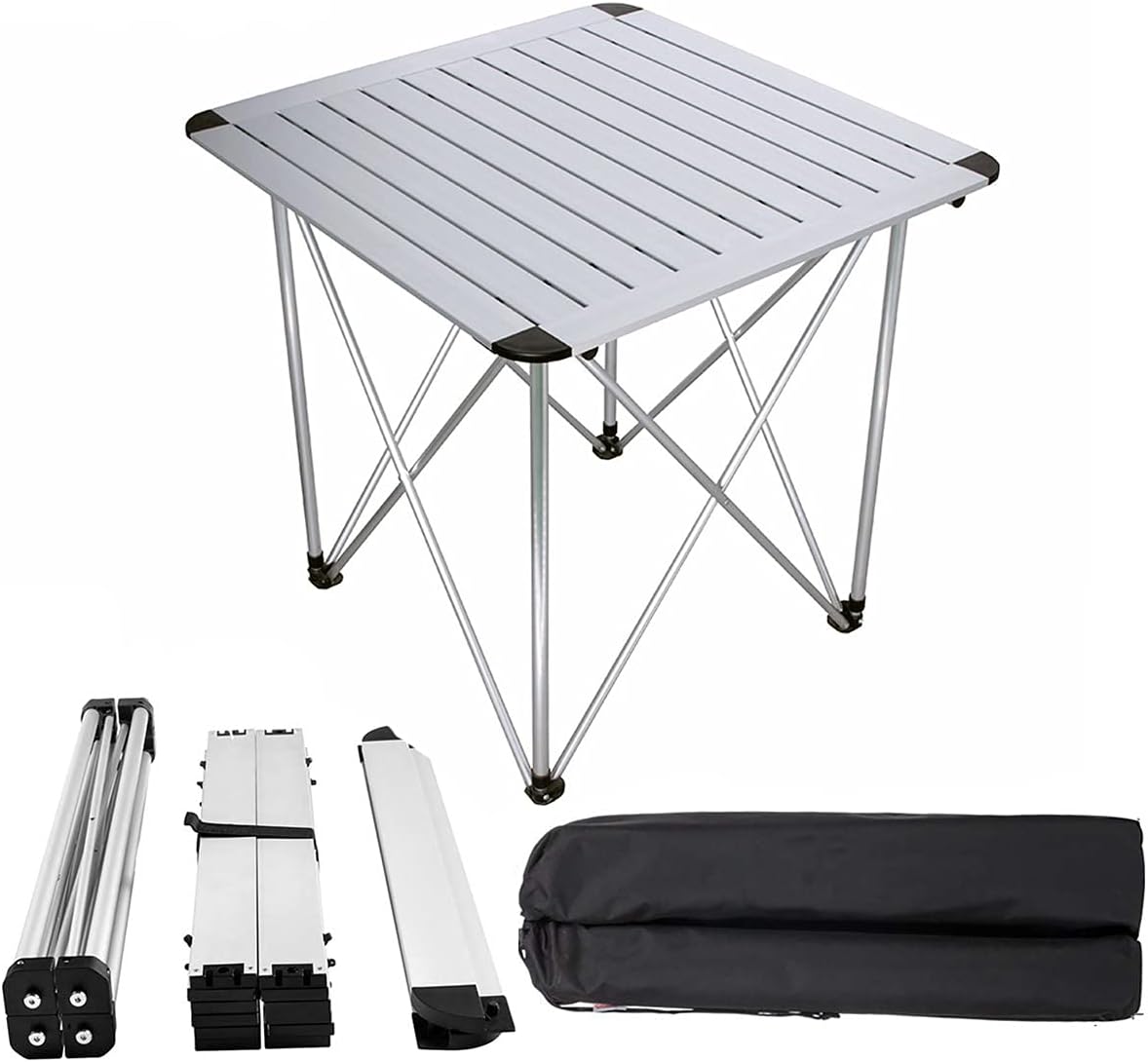 Folding Camping Table Portable with Bag Lightweight Big Size, Aluminum Alloy 28 Inch Outdoor Picnic Table Foldable for Barbecue Camp, Beach, Backyards, Lake, BBQ, Party