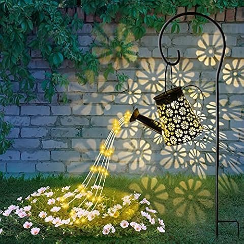 Wenosda Outdoor Solar Watering Can Flash Light Garden Decoration,Star Shower Fairy String Lights,Waterproof Gardening Lawn Lamp, Garden Art LED Lights for Walkway Yard Patio Lawn (Bracket) Cover