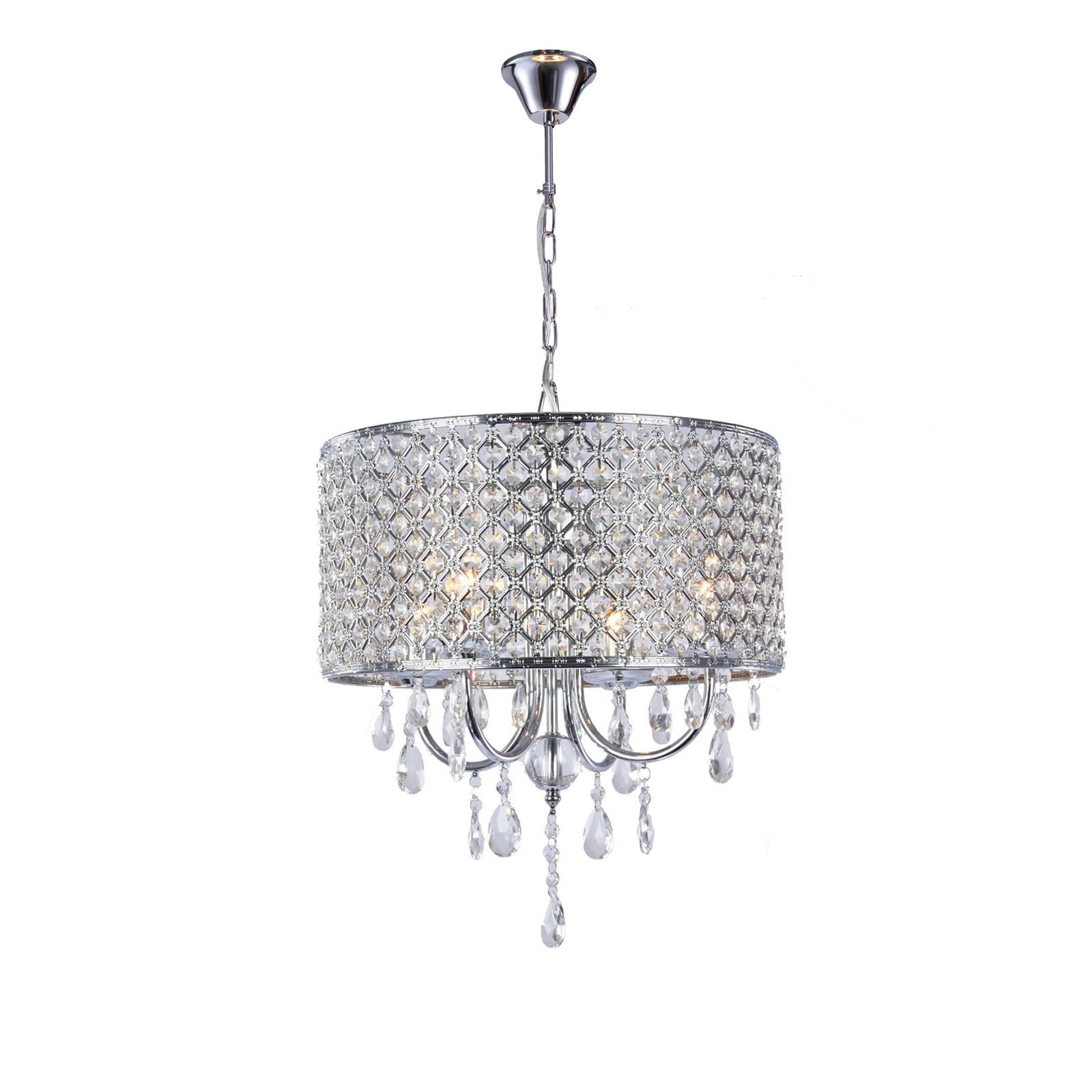 Lustre En Cristal Minimaliste Européen À 3 Lumières E14/E12, Abat-Jour Cylindrique, Éclairage Suspendu, Abat-Jour En Cristal Chromé de 9,8 Pouces de Diamètre, Plafonnier Suspendu Pour Îlot de C