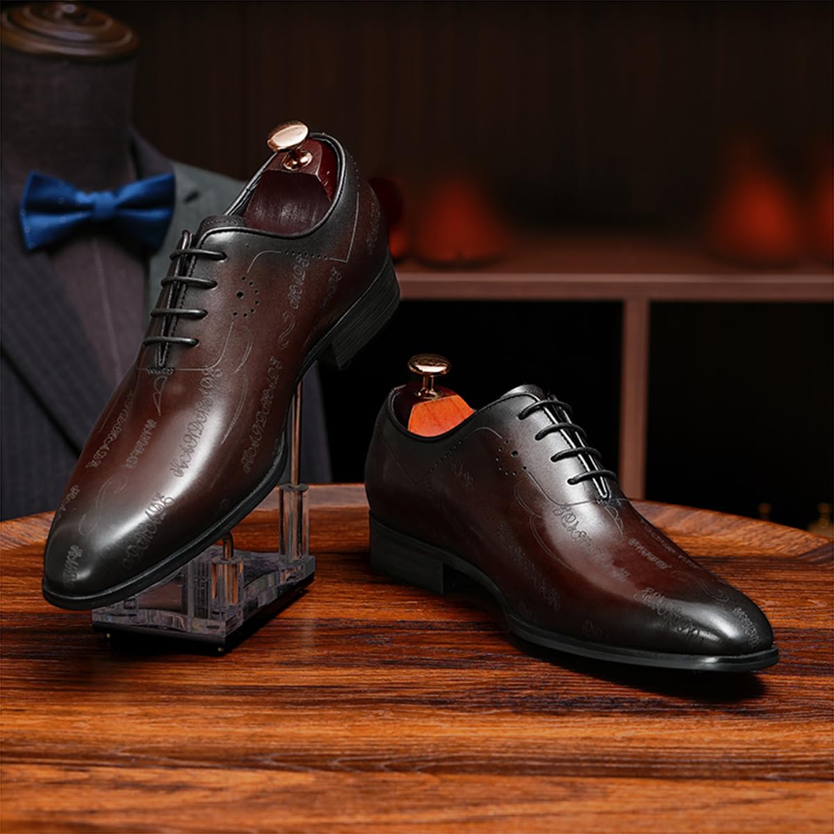 Oxfords Fatte a Mano in Pelle Bovina da Uomo Scarpe da Abito Banchetto Matrimonio Scarpe Stringate Basse Formali