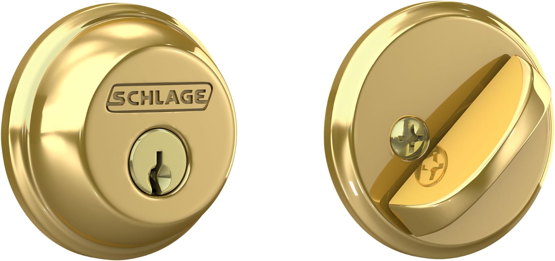Single Cylinder Front Door Deadbolt, Bright Brass | Single cylinder deadbolt with keyed outside & thumbturn inside, Universal fit, Highest residential security & durability