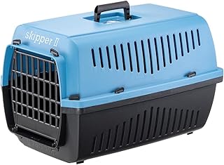 Ferplast Katzentransportbox SKIPPER 2, Hundetransportbox, Haustiertransportbox für kleine Hunde und Katzen bis 8 kg, Hundetransportbox, Katzentransportbox, 55x36xH 33 cm, aus Kunststoff mit Klappgriff